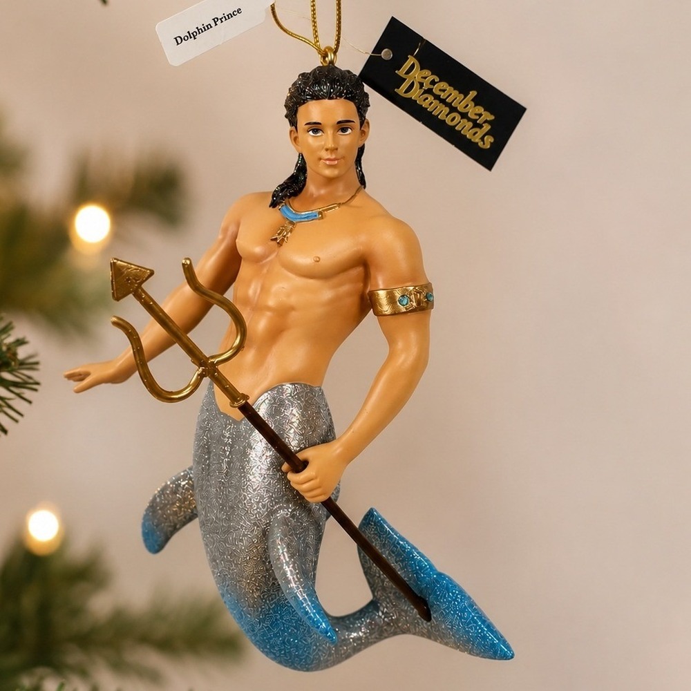 December Diamonds Dolphin Prince Merman Ornament 2017 Retired NIB #55-55041
